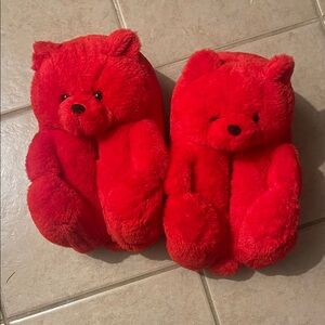 Vibrant Red Plush Teddy Bear Pair